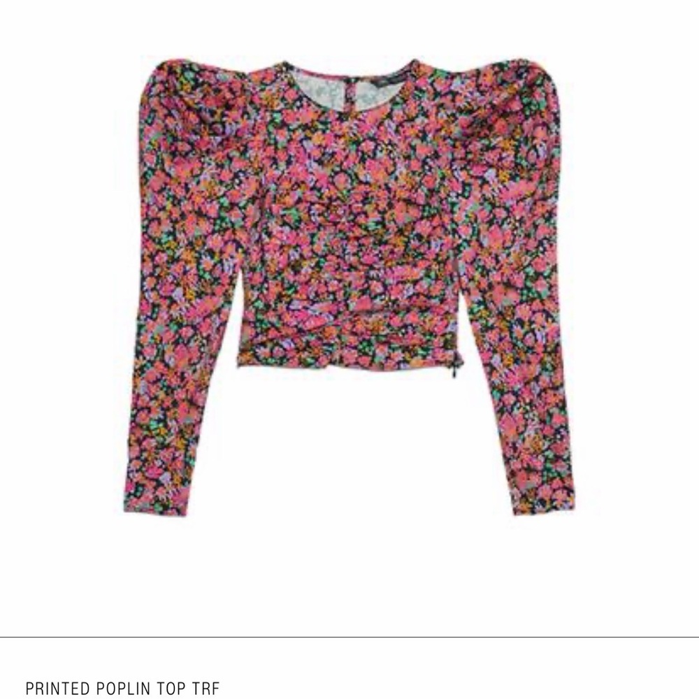 Women's Pink Floral Printed Poplin Top